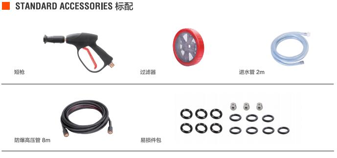 亿力商用高压清洗机YLQ7520G-PLUS标准配件